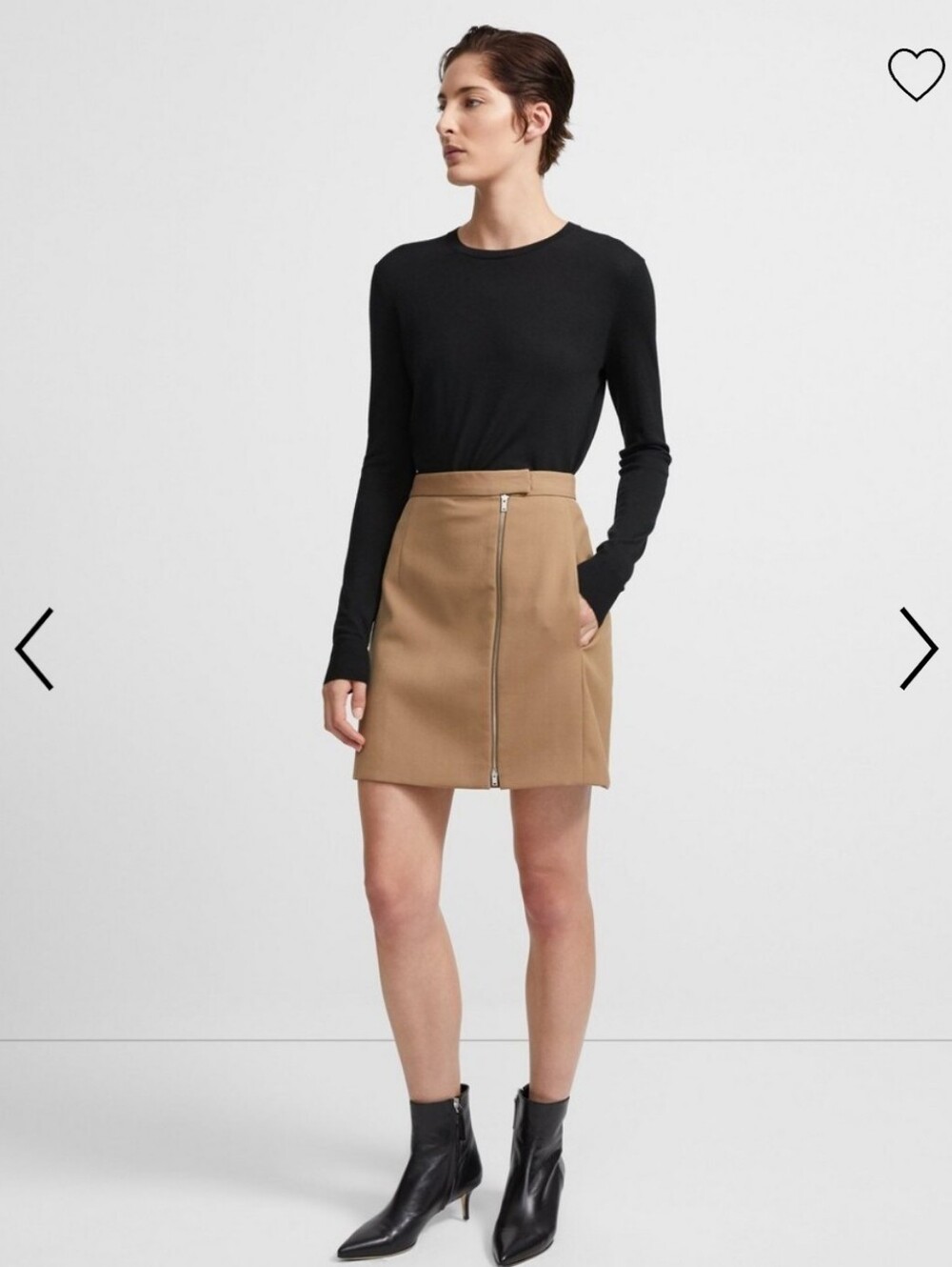 Theory Zip Mini Skirt Tan Womens Size 4